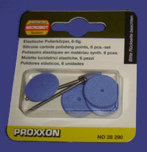 Foto 28290 Silikon-Polierersatz 6-teilig (Linse, Rad, Geschossform) Proxxon