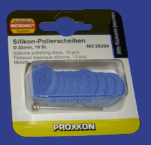 Foto 28294 Silikon-Polierscheiben Rad d=22mm 10 Stück + 1 Träger Proxxon