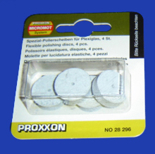Foto 28296 Spezial-Polierscheiben d=22mm 4 Stück + 1 Träger Proxxon