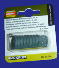 Foto 28304 Silizium-Carbid-Schleifscheiben d=22mm 10 Stück + 1 Träger Proxxon