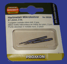 Foto 28326 Hartmetall-Microbohrer d=1,5mm 2 Stück Proxxon