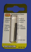 Foto 28722 Zylinder-Fräser aus Wofram-Vanadiumstahl d=3mm 2 Stück Proxxon