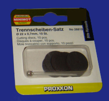Foto  28810 Trennscheiben d=22mm 10 Stück + 1 Träger Proxxon