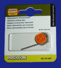 Foto  28840 Diamanttrennscheibe d=20mm + 1 Träger Proxxon