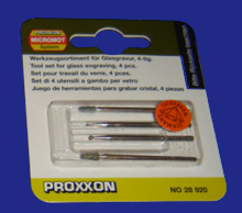 Foto  28920 Werkzeugsatz für Glasbearbeitung 4-teilig Proxxon