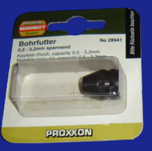 Foto  28941 3-Backen-Bohrfutter Spannbereich 0,3 bis 3,2 mm Proxxon