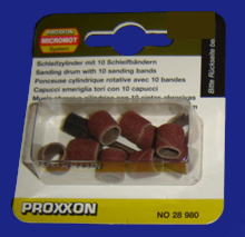 Foto  28980 Schleifzylinder d=10mm Korn 150 mit 10 Schleifbändern Proxxon