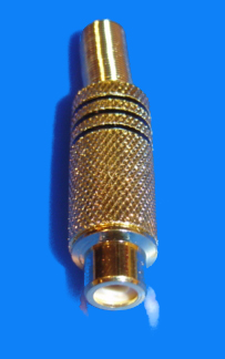 Foto Cinchkupplung schwarz für Kabel 7mm vergoldet mit Knickschutz Lötanschluss