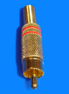 Foto Cinchstecker schwarz für Kabel 5,4mm vergoldet mit Knickschutz Lötanschluss