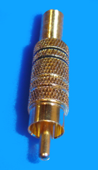 Foto Cinchstecker schwarz für Kabel 7mm vergoldet mit Knickschutz Lötanschluss