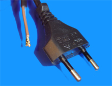 Foto Euro - Netzkabel - Verl&auml;ngerung 2m schwarz offen