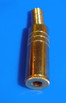 Foto Klinkenkupplung 3,5 mm Stereo Metallhülse vergoldet mit Knickschutz