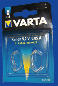 Foto Birnchen Ersatz Varta Xenon 5,2V 850mA 2 Stück REF709